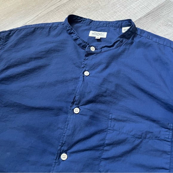 HARTFORD – PREMIUM PAT GRANDAD-COLLAR Button Up Shirt Size XXL Blue - Picture 6 of 11